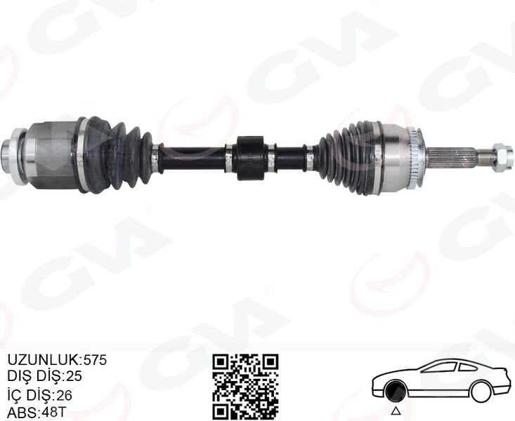 KOMPLE AKS SAĞ GETZ 1.5 CRDİ 03-09 ABS Lİ 48DİŞ 578mm