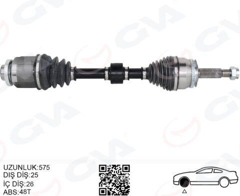 KOMPLE AKS SAĞ GETZ 1.5 CRDİ 03-09 ABS Lİ 48DİŞ 578mm
