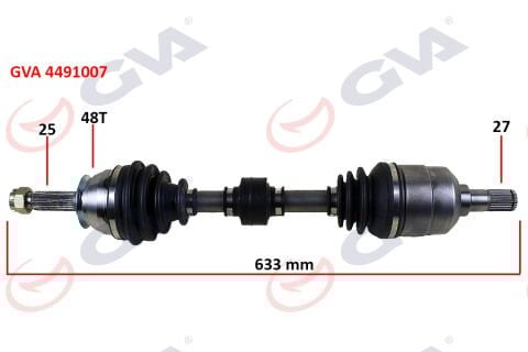 KOMPLE AKS SOL HYUNDAI ACCENT ERA 1.5L D4FA CRDi 06-10 ABS li 25x27 - ABS 48 diş komple boy 633mm