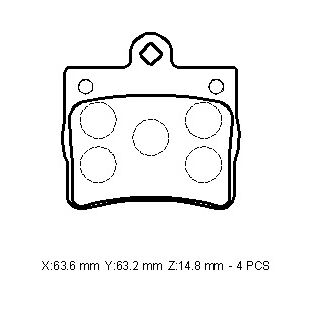 A0054201820 - Mercedes C Class- W202- 93/99; Arka Fren Balatası (Kablosuz)(Disk) (63,6X63,2X14,8) (Bramax)