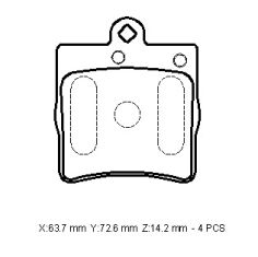A0044201720 - Mercedes C Class- W202- 93/99; Arka Fren Balatası (Kablosuz) (Disk)(63,7X72.6X14,2) (Bramax)
