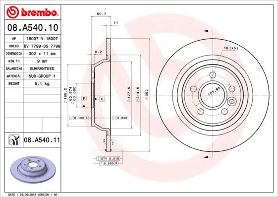 Arka Fren Dısk Aynası Mondeo Iv S Max Galaxy 07 14 Kuga I 08 12 / Evoque 12-18 302Mm
