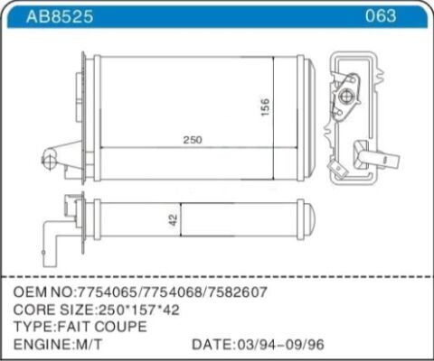 Kalorifer Radyatörü Fıat Tempra 95 01 Tipo 95 01 Alfa Romeo 145 95 01 146 94 01 155 92 97