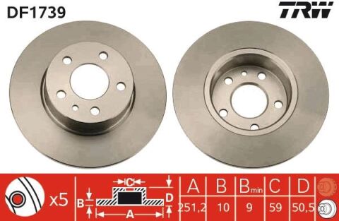 Arka Fren Diski Alfa Romeo 147 01 10 156 97 05 164 92 98 251.5X10X50.6Mm