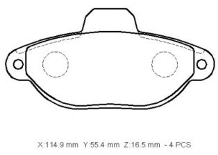 77365191 - Ford Ka- 09/10; Ön Fren Balatası 1.2Cc (Kablosuz)(Disk) (114.9X55.4X16.5) (Bramax)