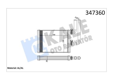 Kalorifer Radyatörü Mıtsubıshı Lancer 1.3L 4G13 Cs1A 03-07 1.6L 4G18 Cs3A 03-07 / Evo 8 - 9 / Outlan Der 2.0L 4G63 Dohc Cu2W 02-06 / 2.4L 4G69 Cu5W 03-07- Aleminyum