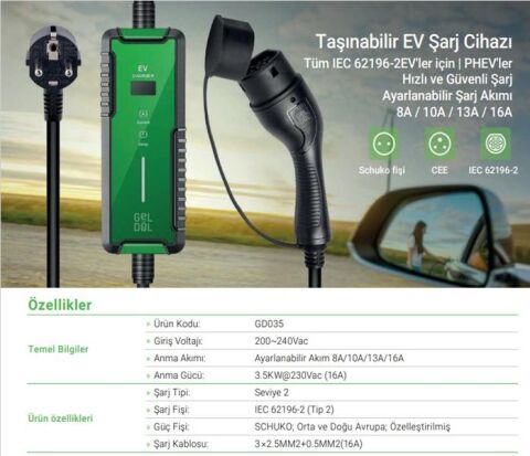 3.5 KW TAŞINABİLİR ŞARJ CİHAZI