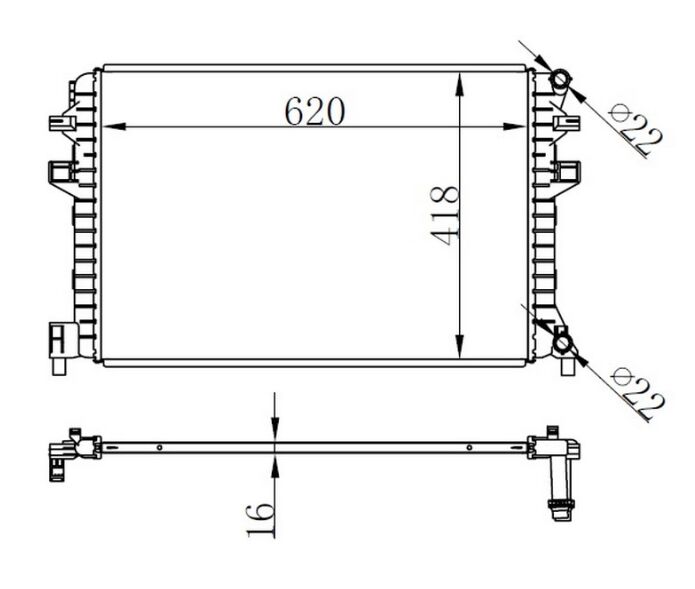 Radyatör Brazing Golf Vıı-A3-Leon-Octavıa 1.2-1.4-1.6 12 620X418X16