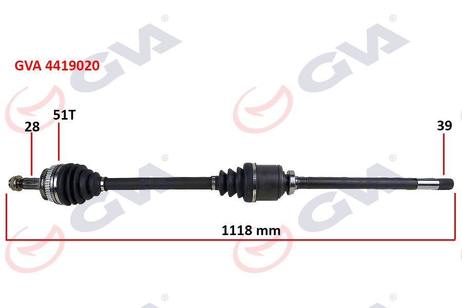 AKS KOMPLE ÖN SAĞ RENAULT MASTER II 98 06 OPEL MOVANO A 98 01 1.9dCi 2.2dCi 2.5dCi 2.8dCi 51DİŞ 1118mm