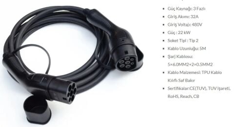 22 KW ŞARJ KABLOSU