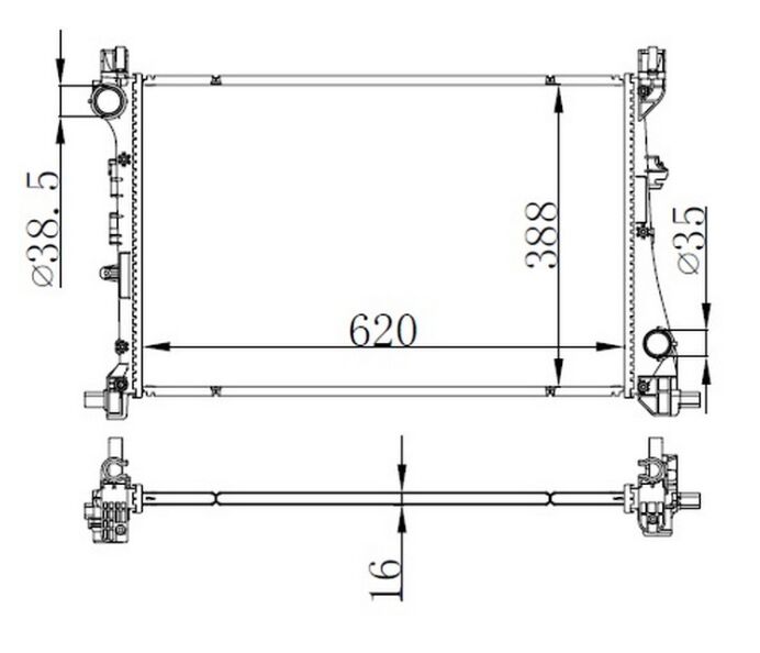 MOTOR SU RADYATÖRÜ FIAT EGEA 15 1.3D MTJ 1.4 AL-PL-BRZ 620x388x16