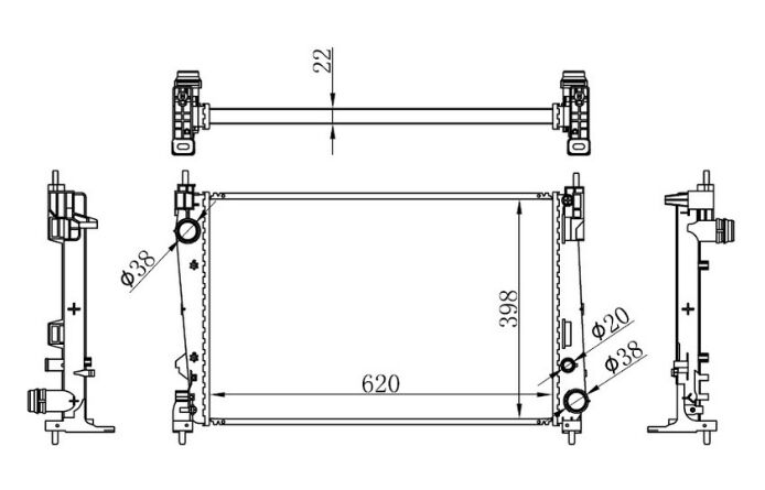 RADYATÖR CORSA D 05 PUNTO 05 BRAVO II 07 1.3 JTD-1.7CDTI MEK AC KLİMASIZ 620x395x27