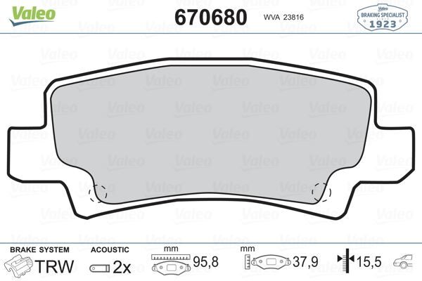 Arka Fren Balata Toyota Corolla 1.4L 1.6L 4Zz-Fe 3Zz-Fe Zze120 Zze121 Vvti 02-06 / 1.4L 1Ndtv Nde120 04-06