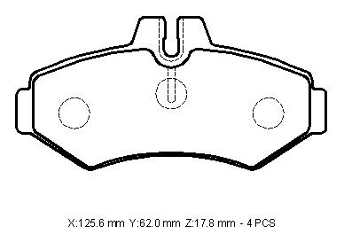 A0084204420 - Volkswagen Volt- Lt35/Lt46- 96/07; Arka Fren Balatası (Kulaksız)Kablosuz)Disk)(125,6X62X17,8)Bramax)