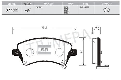 ÖN FREN BALATA TOYOTA COROLLA 1.4L 1.6L 4ZZ-FE 3ZZ-FE ZZE120 ZZE121 VVTi 02-06 / 1.4L 1NDTV NDE120 04-06