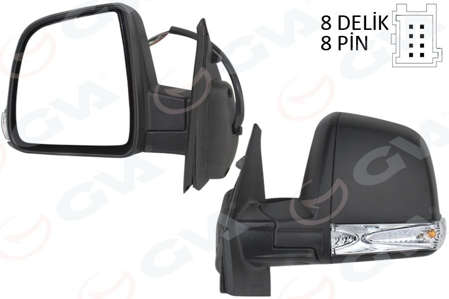 Dış Dikiz Aynası Elektrikli Sol Doblo Iıı 2011 Md. Sinyalli Katlanır / Power Flok Desenli 8 Fiş