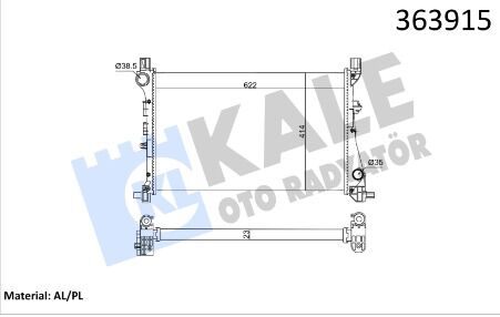 MOTOR SU RADYATÖRÜ FIAT EGEA 15 1.3D MTJ 1.4 MEKANIK AC 622x414x23 BRAZING VERSIYONU KL 348440