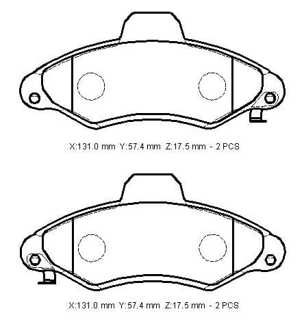 94Ab2K021Ab - Ford Escort- 90/94; Ön Fren Balatası (Disk) (131X57,4X17,5) (Bramax)