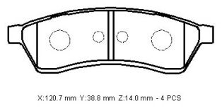 Chevrolet Epıca- 07/12; Arka Fren Balatası (disk)(120,7x38,8x14) (bramax) - 96496763