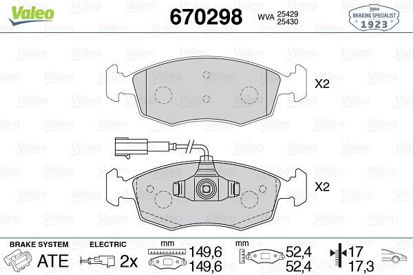 Ön Fren Balatası Fıat 500 10 500 C 12 Punto 09 Punto Evo 09 K:17.1 Mm G:149.3 Mm