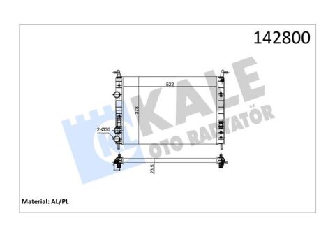 Radyatör Palıo 1.2-Albea 1.6 Ac Klimasız Mek 530X379X22 2 Sıra Al Pl Sistem