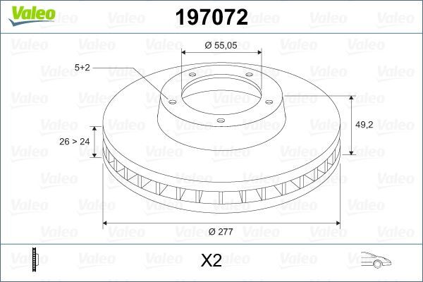 Ön Fren Diski Hava Kanallı Toyota Avensıs 1.6L 3Zzfe Vvti Zzt250 03-08 / 2.0L 1Azfse Azt250 03-08 277 Çap X 5 Bijon - Takım Disk Fiyatıdır