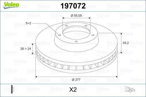 Ön Fren Diski Hava Kanallı Toyota Avensıs 1.6L 3Zzfe Vvti Zzt250 03-08 / 2.0L 1Azfse Azt250 03-08 277 Çap X 5 Bijon - Takım Disk Fiyatıdır