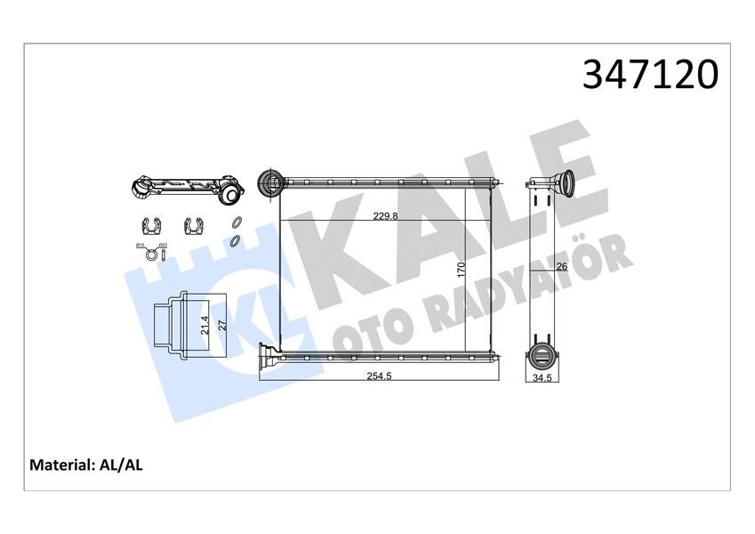 Kalorifer Radyatörü 308 1.4 16V-1.6 16V 07 C3 1.4Vtı 09 Kilimalı-Kilimasız Araçlar İçin