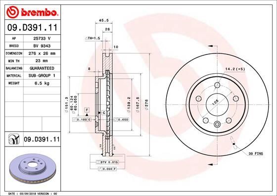 ÖN FREN AYNASI ASTRA K 15 15 İNÇ / 5 DELİK 276x26x5DL HAVALI