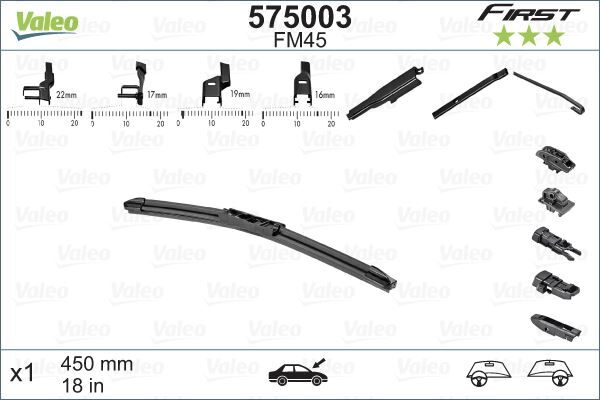Silecek Süpürgesi 45Cm X1 Muz Tipi First 4 Aparatlı/Multiconnection Üniversal Vfb45