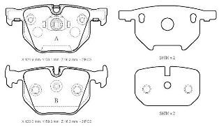 34216753850 - Bmw 7 Serı- E65- 02/05; Arka Fren Balatası (Kablosuz)(Disk) (121,9X58,1X16,3/123X59,3X16,30)(Bramax)