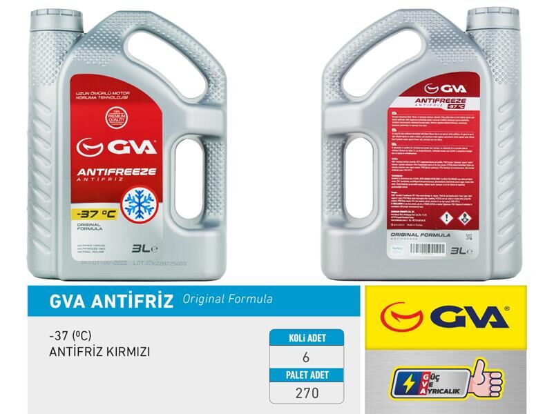 ANTİFRİZ 3 LT -37 C KIRMIZI LONG LİFE Koli 6 Ad ORGANIK