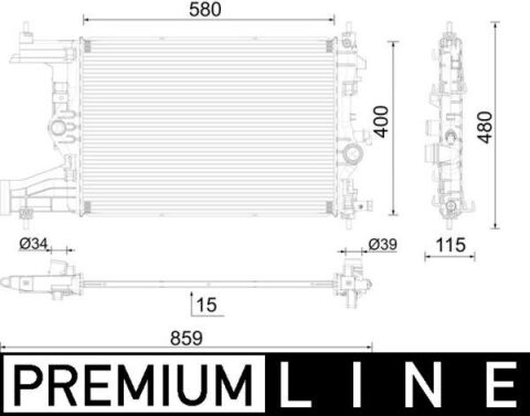 Radyatör Premıum Lıne Otomatik Astra J-Zafıra Tourer C-Cruze 1.4-1.6 Al/Pl/Brz 580X398X16