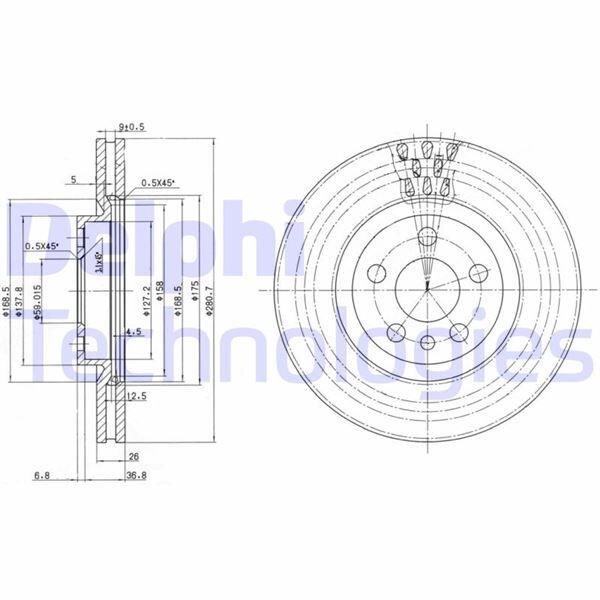 Ön Fren Diski Cıtroen Jumpy I 99 06 Peugeot Expert 96 06 P806 94 02 Fıat Scudo 96 06 281X43.5X26