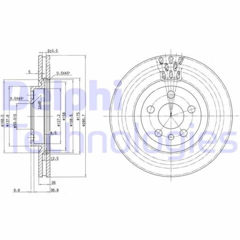 Ön Fren Diski Cıtroen Jumpy I 99 06 Peugeot Expert 96 06 P806 94 02 Fıat Scudo 96 06 281X43.5X26