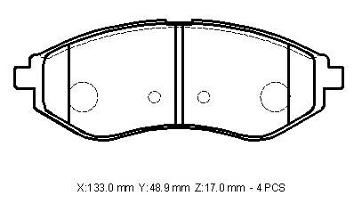 Chevrolet Aveo- Sd/hb- 04/05; Ön Fren Balatası (disk) (133x48,9x17) (bramax) - 96534653