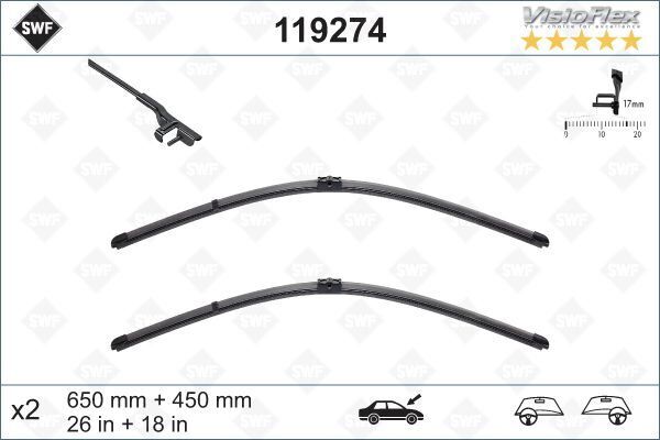 Sılecek Supurgesı Swf Ruzgarlıklı Flat 650Mm-450Mm Bmw F10 F01 F07