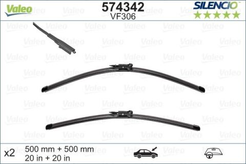 Valeo Silencio X-Trm Flat Blade Vm306 X2 500 500 Mm Bmw 1-Series