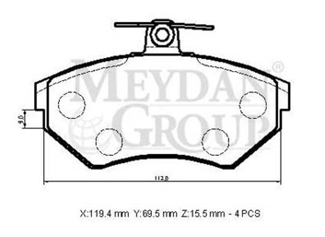 357698151E - Volkswagen Golf- 3- 92/98; Ön Fren Balatası (Disk) (119,4X69,5X15,5) (Bramax)