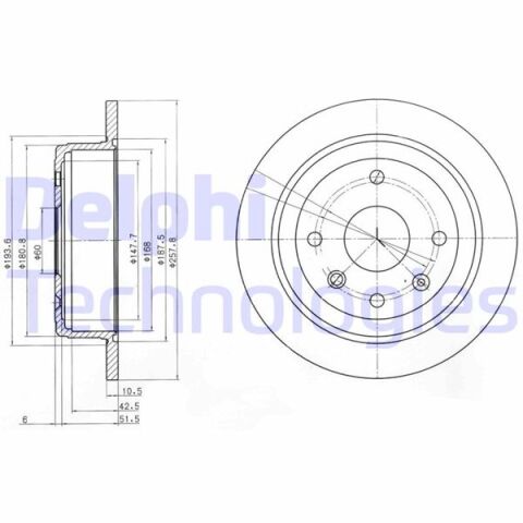 Arka Fren Diski Aveo 05 13 Lacettı 2005 Nubıra 2005 Optra 2003-2008 257X10.5X60X4Dl Dolu