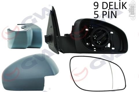 DIŞ DİKİZ AYNASI SAĞ VECTRA C 03 ELEKTRİKLİ ISITMALI ASTARLI ASFERİK 5 FİŞ VM-966EHPR