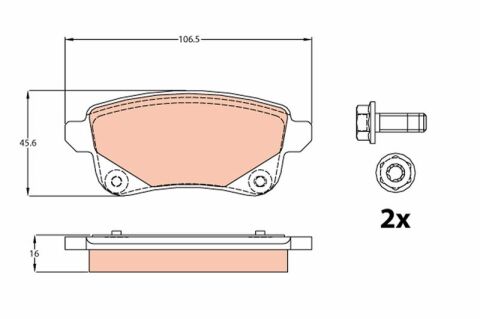 Arka Disk Fren Balatası Renault Grand Scenıc Iıı 09 16 Scenıc Iıı 09 16 Scenıc Iv 16 Talısman 15 Megane Iv 15 106.5X45.5X16