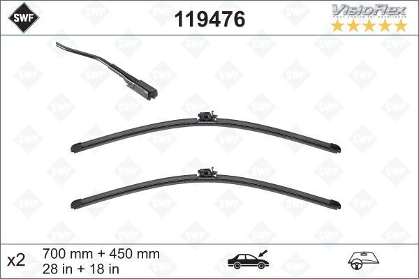 Sılecek Supurgesı Takımı 700Mm / 450Mm Mercedes Vıto W447 14 Swf