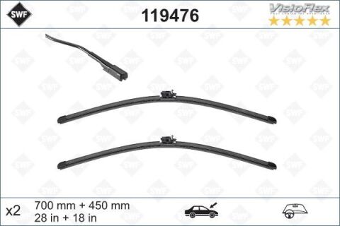 Sılecek Supurgesı Takımı 700Mm / 450Mm Mercedes Vıto W447 14 Swf