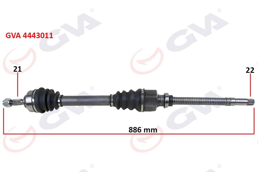 KOMPLE AKS SAĞ PEUGEOT 206 1.4-1.6 TU5 98-06 886mm