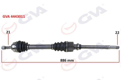 KOMPLE AKS SAĞ PEUGEOT 206 1.4-1.6 TU5 98-06 886mm