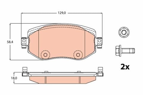 Ön Fren Balatası Renault Megane Iv 15 Tüm Motor Tipleri G:129Mm Y:58.4 Mm K:18Mm