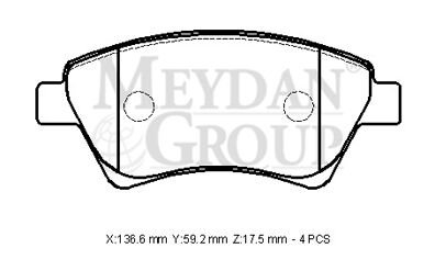 7701207672 - Renault Megane- 2- 03/09; Ön Fren Balatası (Kablosuz)(Disk) (136,6X59,2X17,5) (Fmk)