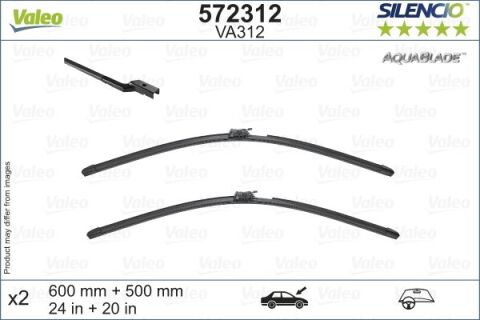Valeo Silencio Aquablade Flat Blade Va312 X2 600 500 Mm Volvo V60 06/18 Isıtma Özellikli