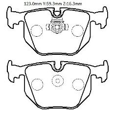 34216761240 - Landrover Freelander2- 07/12; Arka Fren Balatası (Kablosuz)(Disk) (123X59,3X16,3) (Bramax)